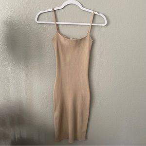 Tan Rib Knit Bodycon Dress